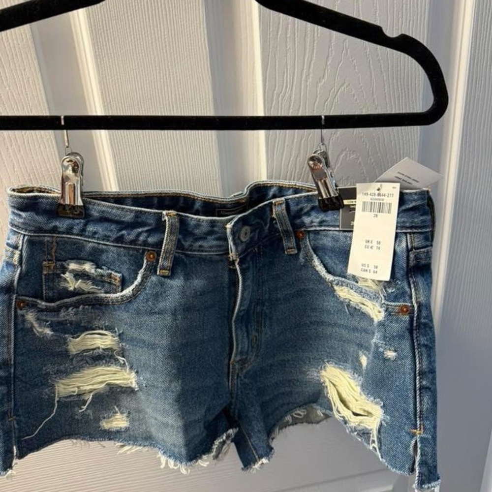 Abercrombie & Fitch Ripped Blue Jean Shorts